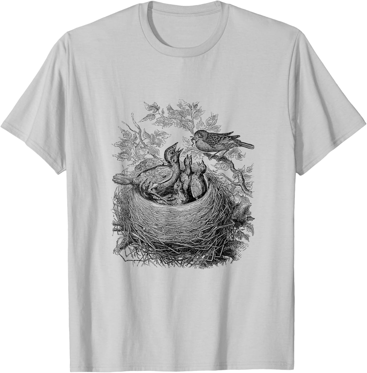 Baby Bird's Nest Print T-Shirt - T-Shirt | Ash