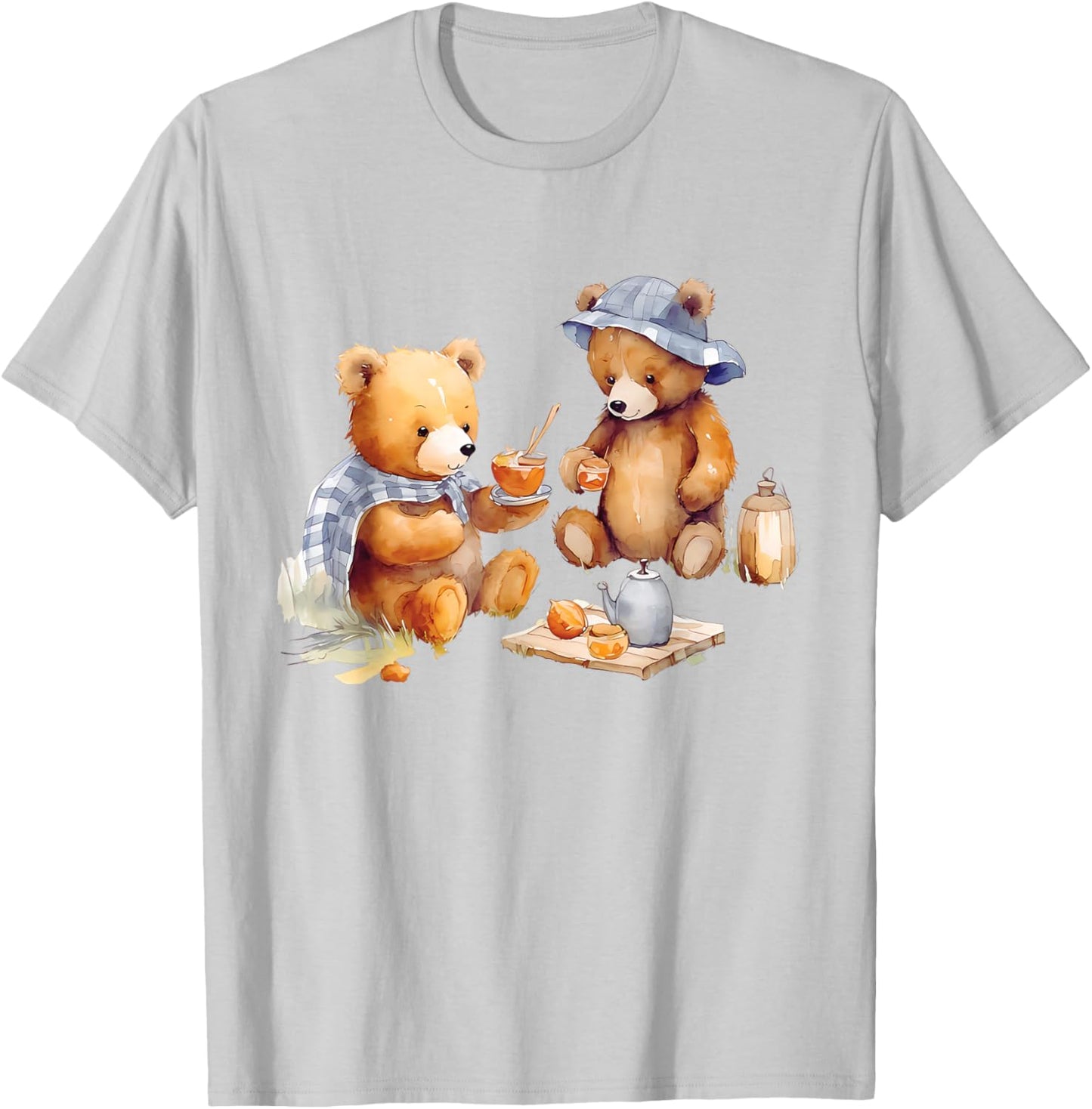 Cute Teddy Bear Summer Tea Time T-Shirt - T-Shirt | Ash
