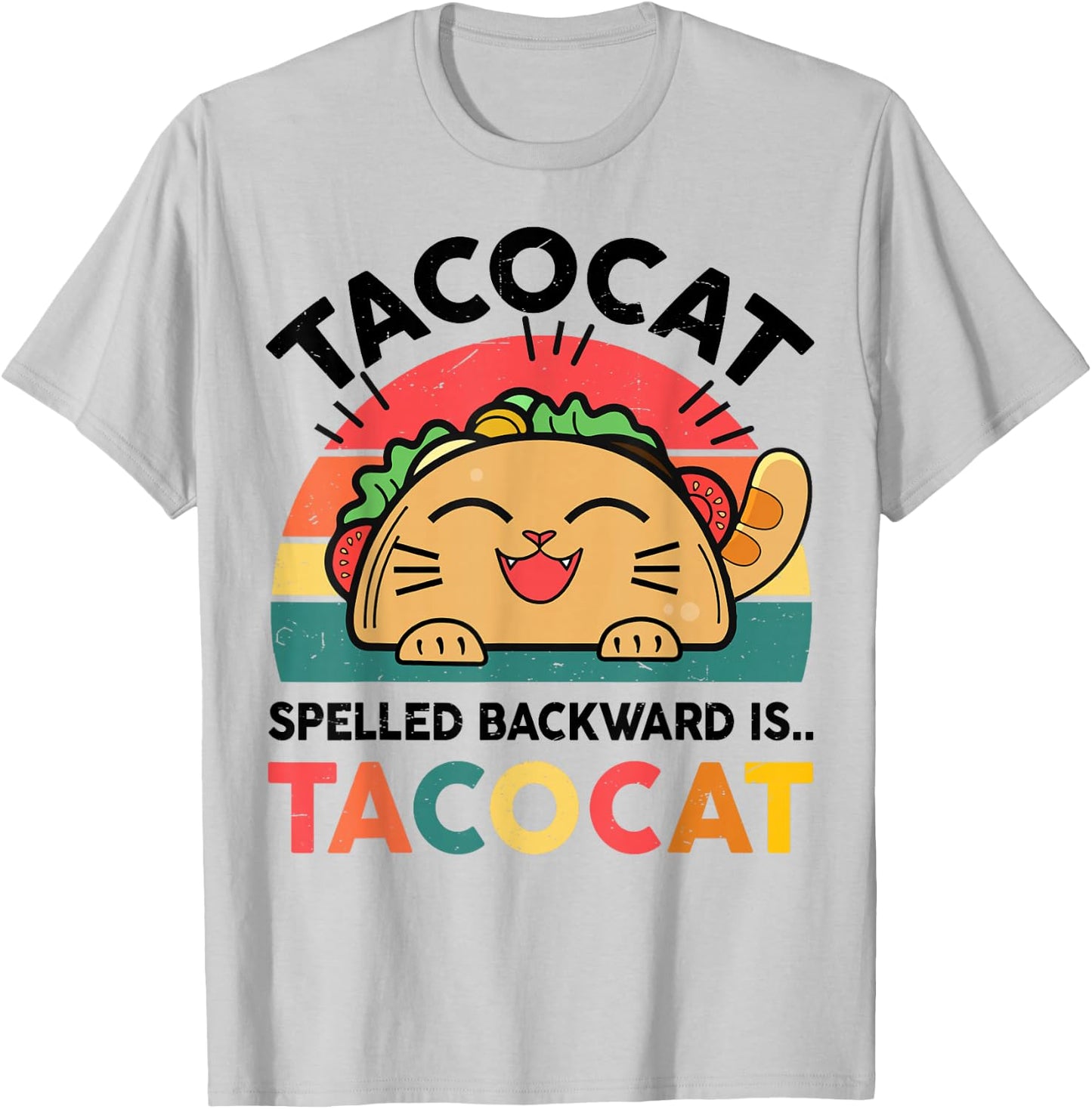 Kids Taco Cat Spelled Backward Funny Cat Lover Gift Boy Men T-Shirt - T-Shirt | Ash