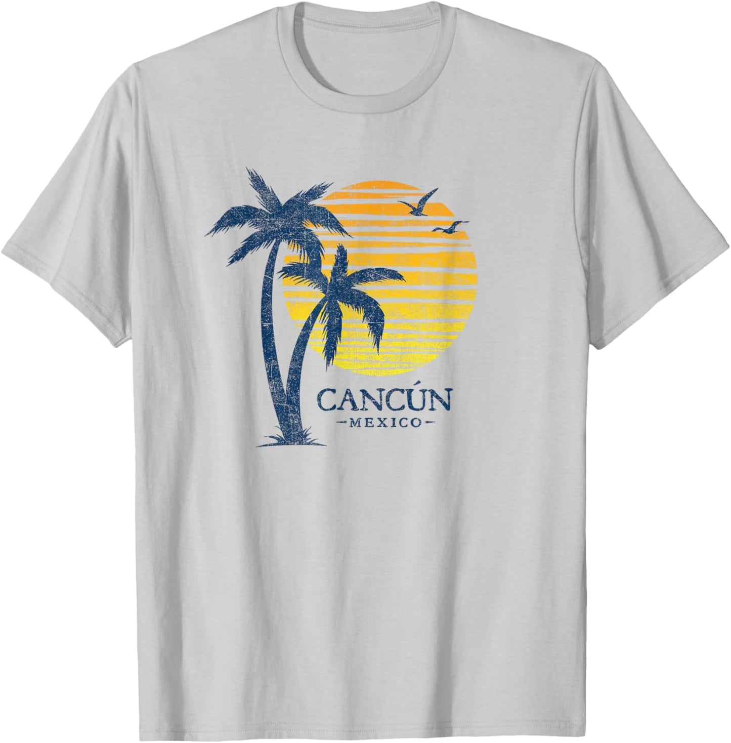 Cancun Mexico Souvenir Beach Sunset Vintage T-Shirt - T-Shirt | Ash