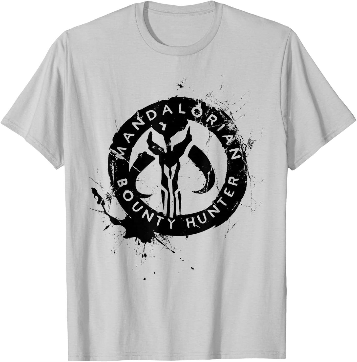 Star Wars The Mandalorian Bounty Hunter Splatter Logo T-Shirt - T-Shirt | Ash