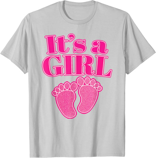 It's a GIRL Gender Reveal Party Pink Pregnancy Announcement T-Shirt - T-Shirt | Ash