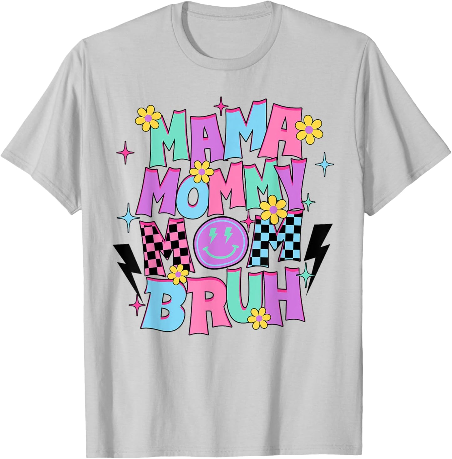 Retro Groovy Mama Mommy Mom Bruh Mothers Day 2024 T-Shirt - T-Shirt | Ash
