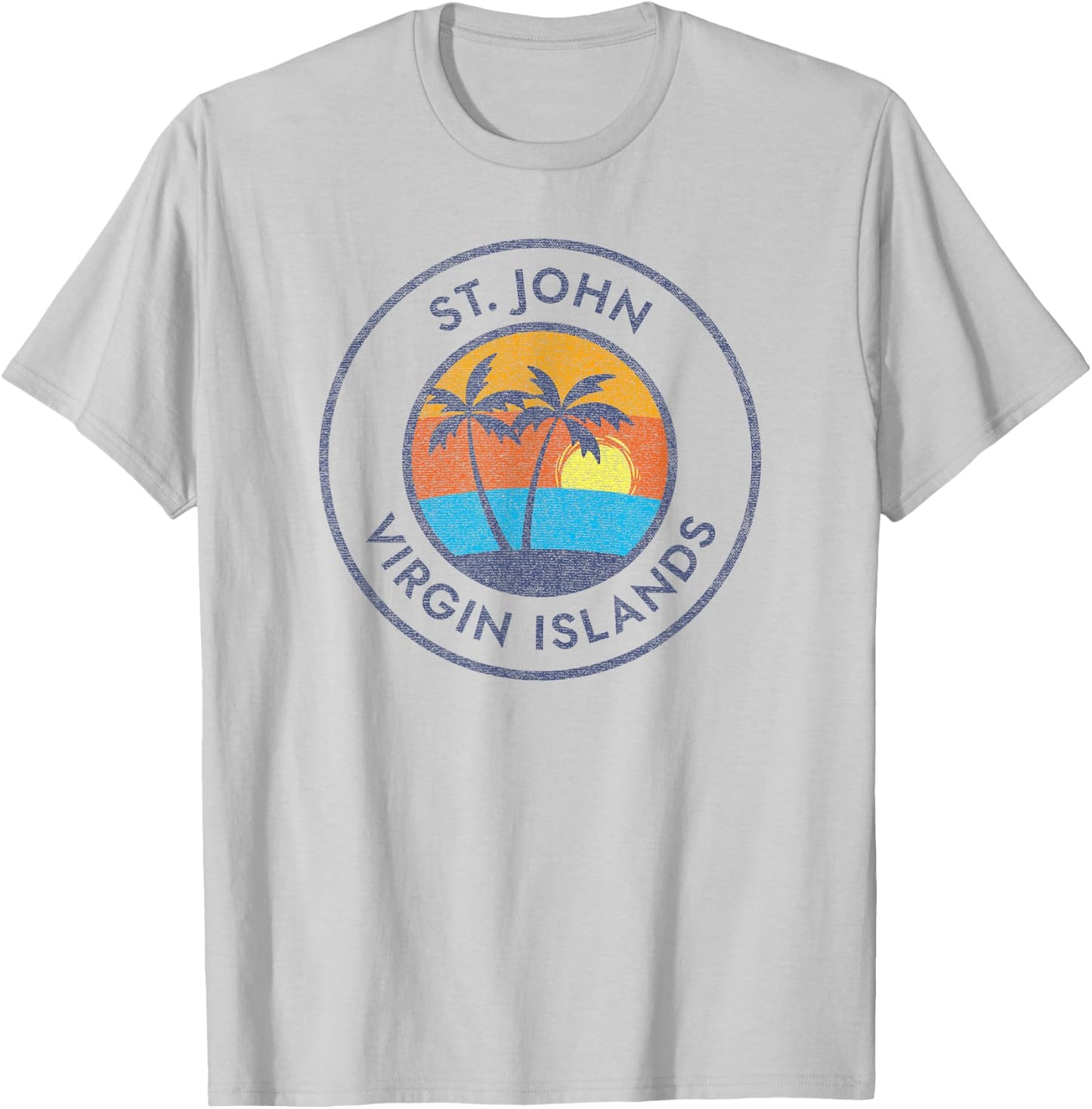 St. John Virgin Islands USVI Vintage Sunset Distressed T-Shirt - T-Shirt | Ash