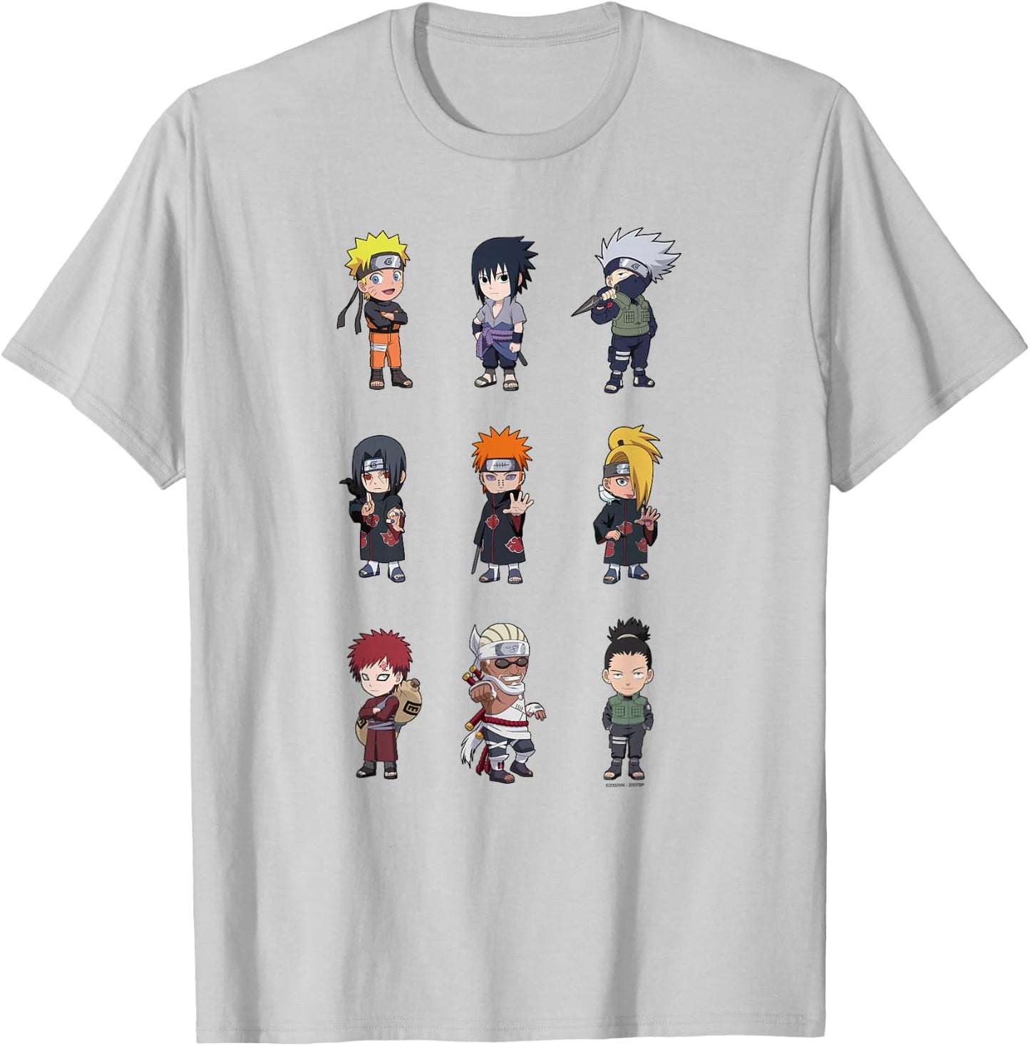 Naruto Shippuden Super Deformed Character Grid Anime T-Shirt - T-Shirt | Ash