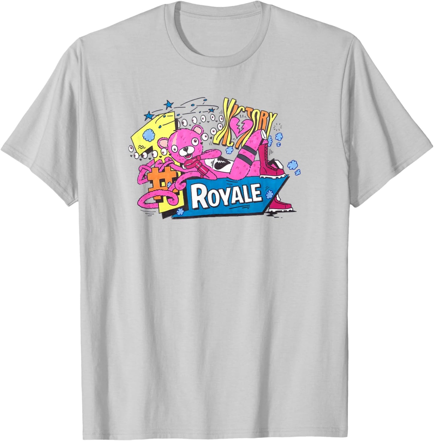 Fortnite CTL Victory Royale Color Pop Retro Logo T-Shirt - T-Shirt | Ash