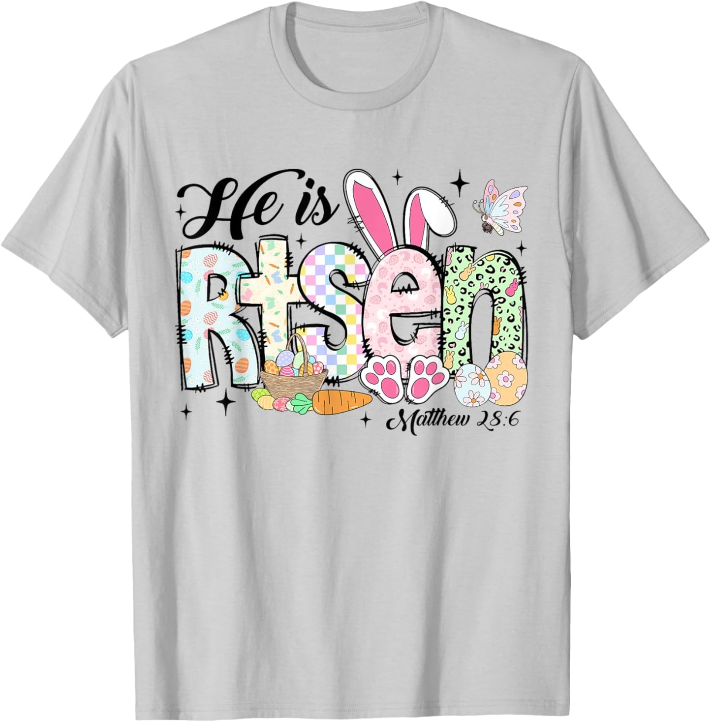 He is Risen Jesus Christian Happy Easter Kids Women Girls T-Shirt - T-Shirt | Ash