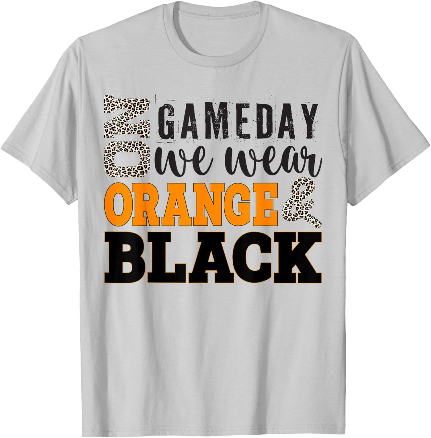 On Gameday Football We Wear Orange And Black Leopard Print T-Shirt - T-Shirt | Ash