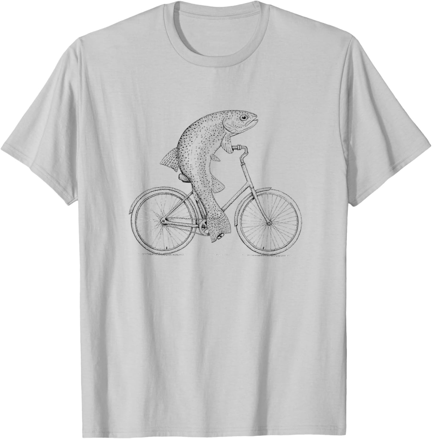 Mountain Bike trout fishing bicycle T-Shirt - T-Shirt | Ash