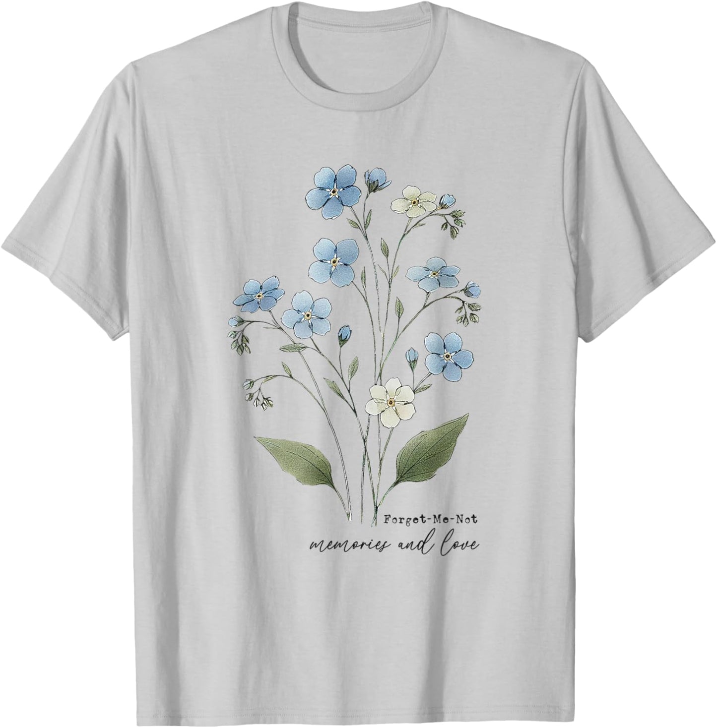 Vergissmeinnicht Blumendesign, elegante botanische Illustration T-Shirt - T-Shirt | Ash