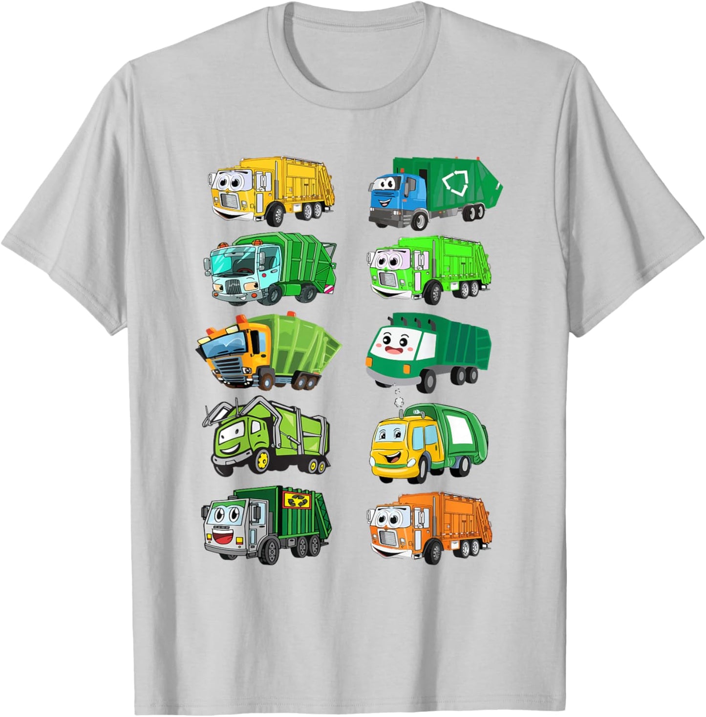 Kids Types of Garbage Truck Shirt Toddler Boy Funny Graphic T-Shirt - T-Shirt | Ash