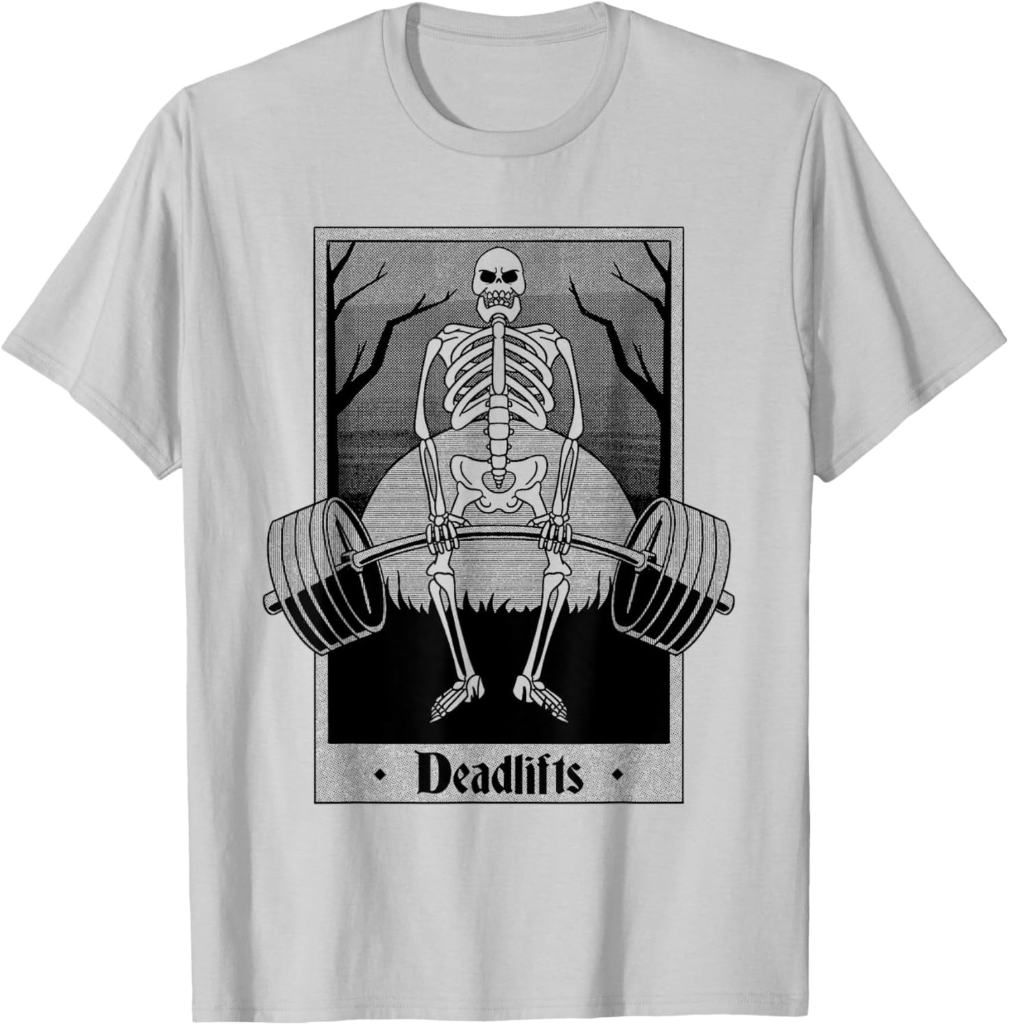 Funny Deadlifts Weightlifter Skeleton Halloween Gym Workout T-Shirt - T-Shirt | Ash