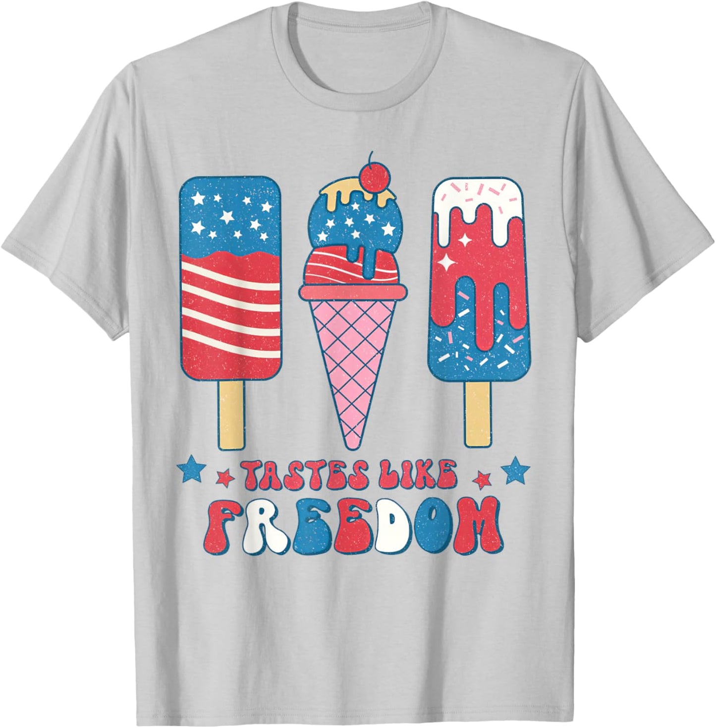 Taste Like Freedom 4th Of July Ice Cream Popsicle Kids T-Shirt - T-Shirt | Ash