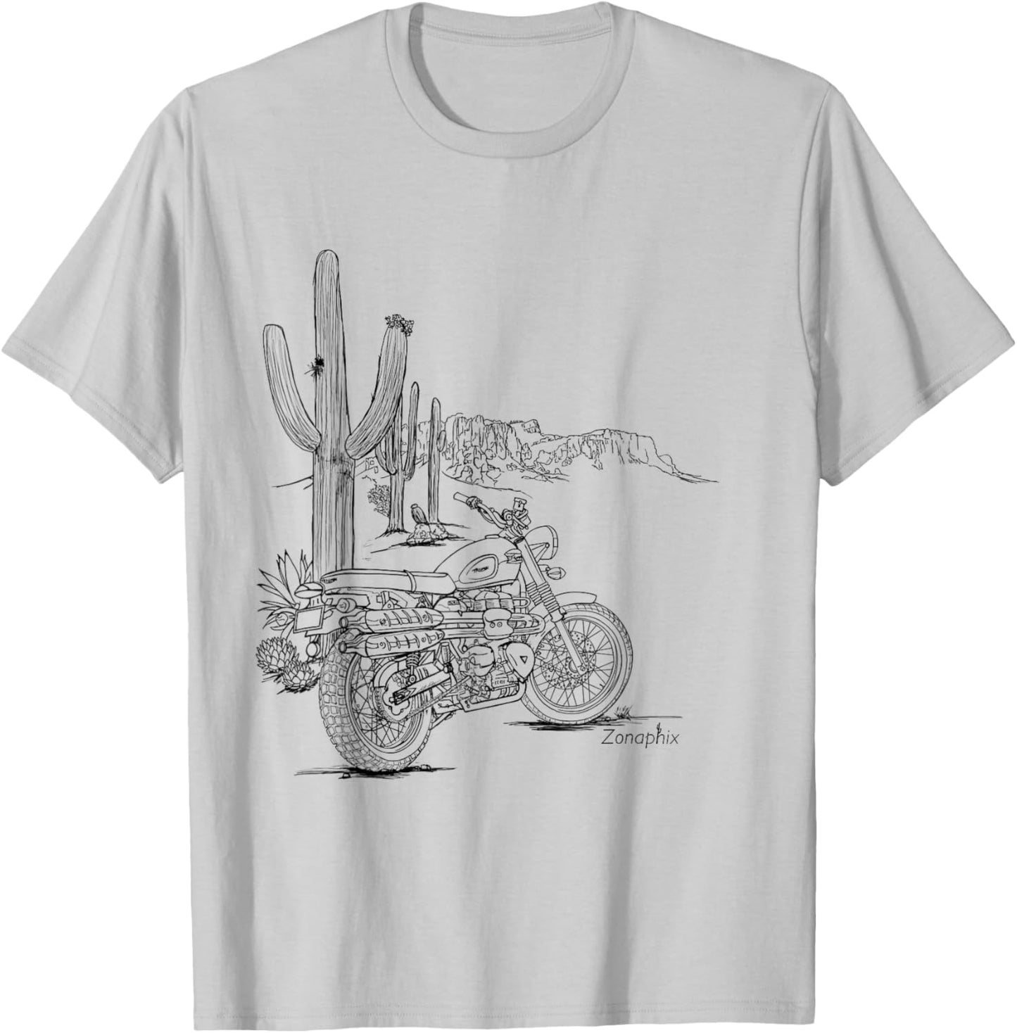 Zonaphix Desert Bike Shirt - Triumph Scrambler - Black Art T-Shirt - T-Shirt | Ash