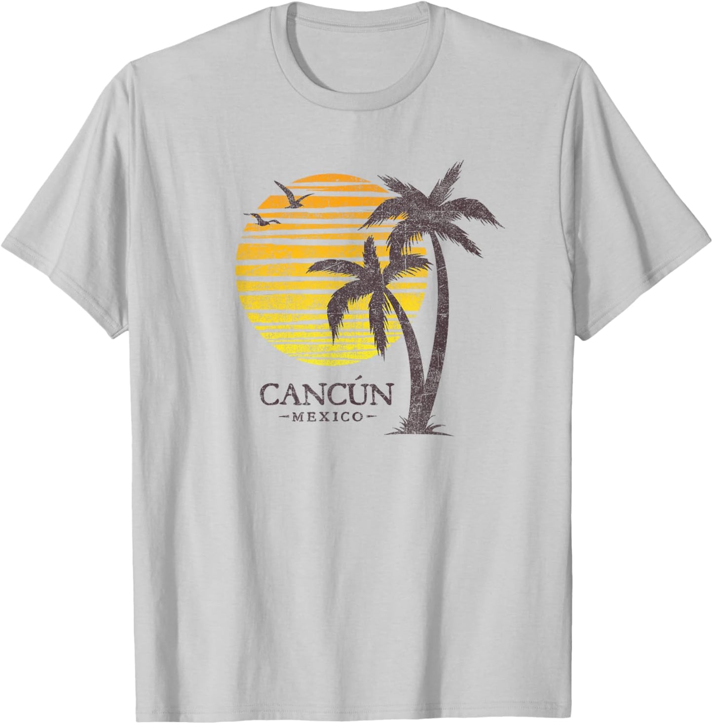 Cancun Mexico Souvenir Beach Sunset Vintage T-Shirt - T-Shirt | Ash