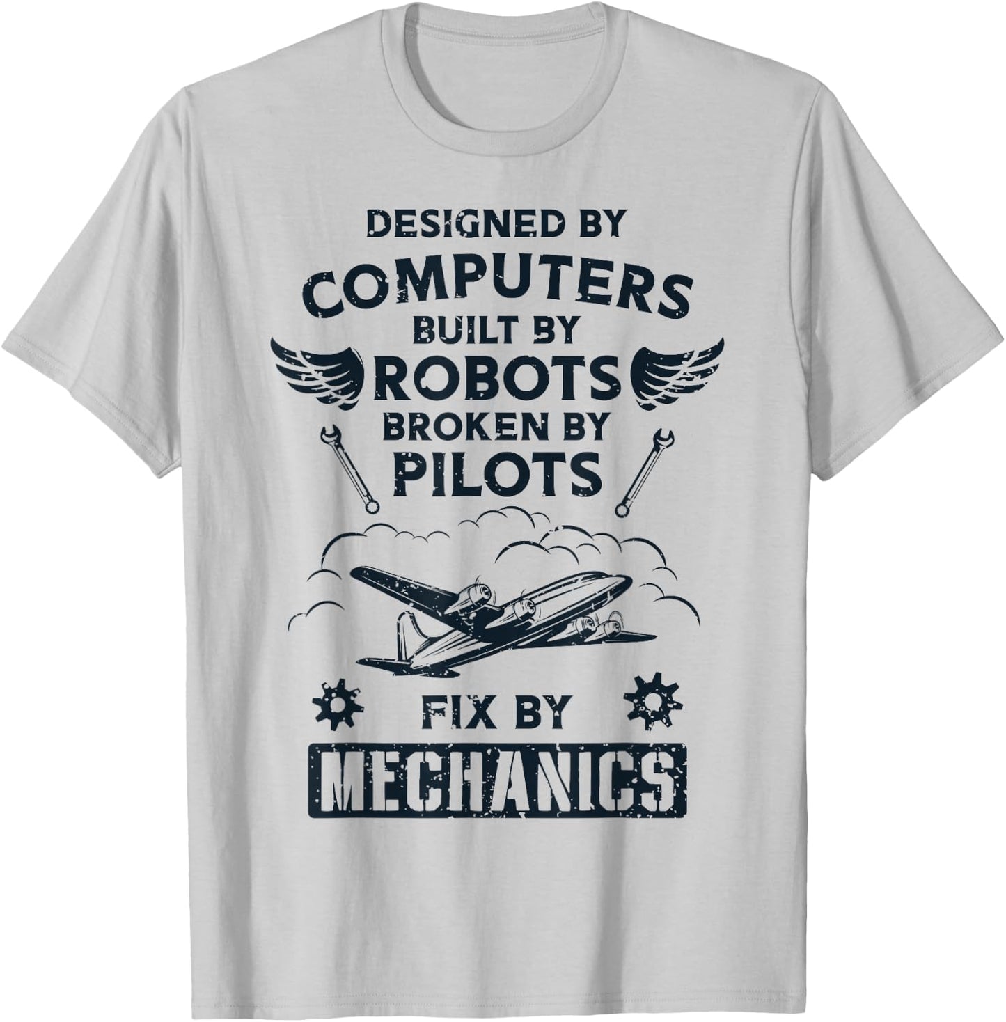 Airplane Pilot Aircraft Mechanic Funny Aviation Gifts Men T-Shirt - T-Shirt | Ash