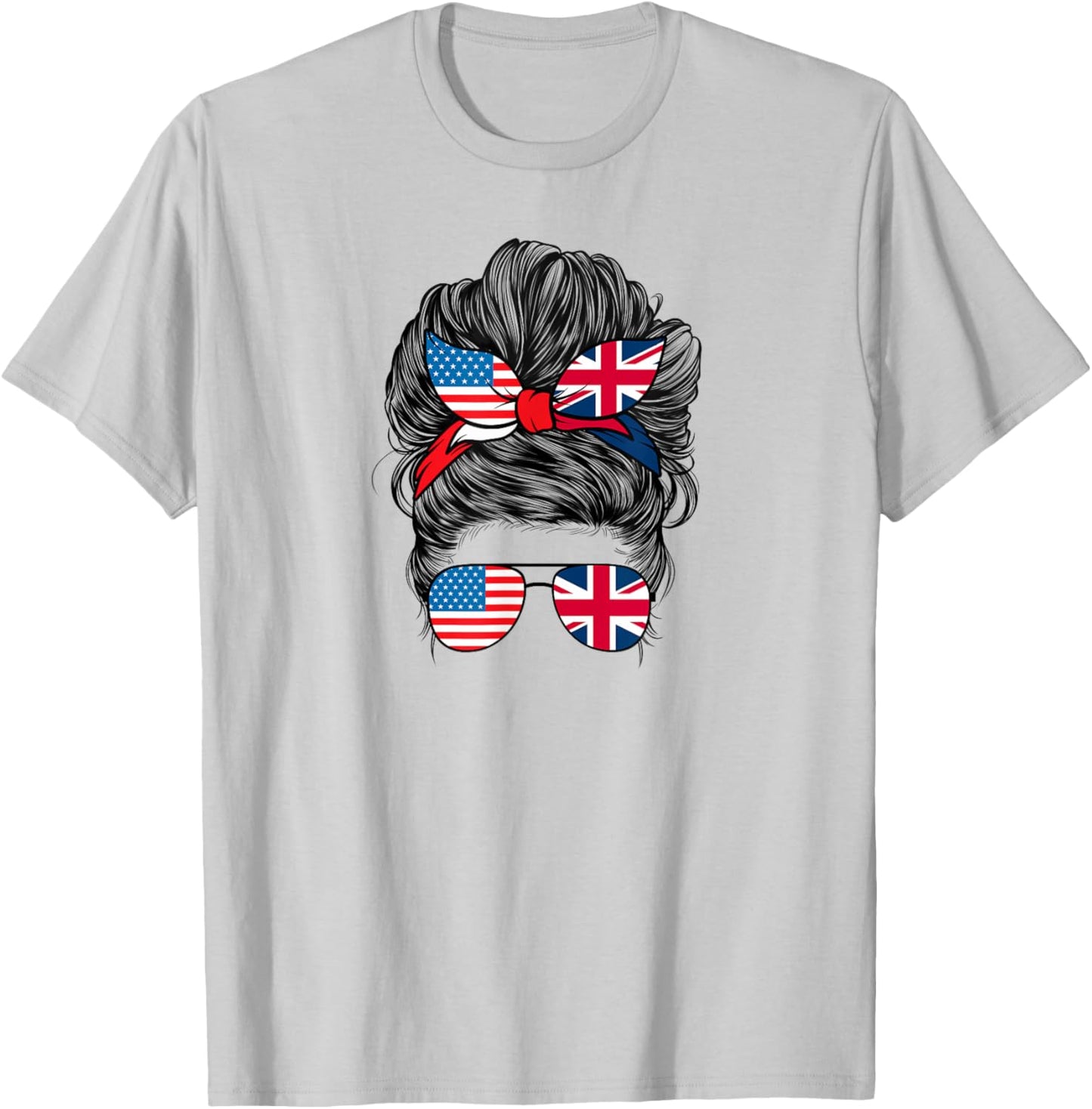 Half American British America Great Britain UK USA Flag Girl T-Shirt - T-Shirt | Ash