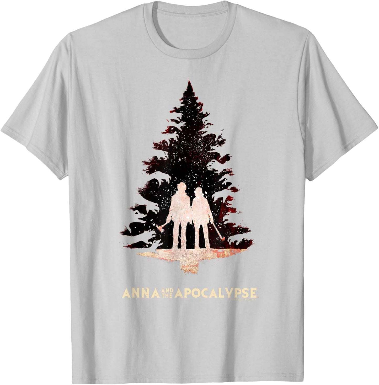 Anna and the Apocalypse Zombie Tree Silhouette Christmas T-Shirt - T-Shirt | Ash