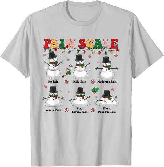 Pain Scale Christmas Nurse Triage and Pain Assessment T-Shirt - T-Shirt | Ash