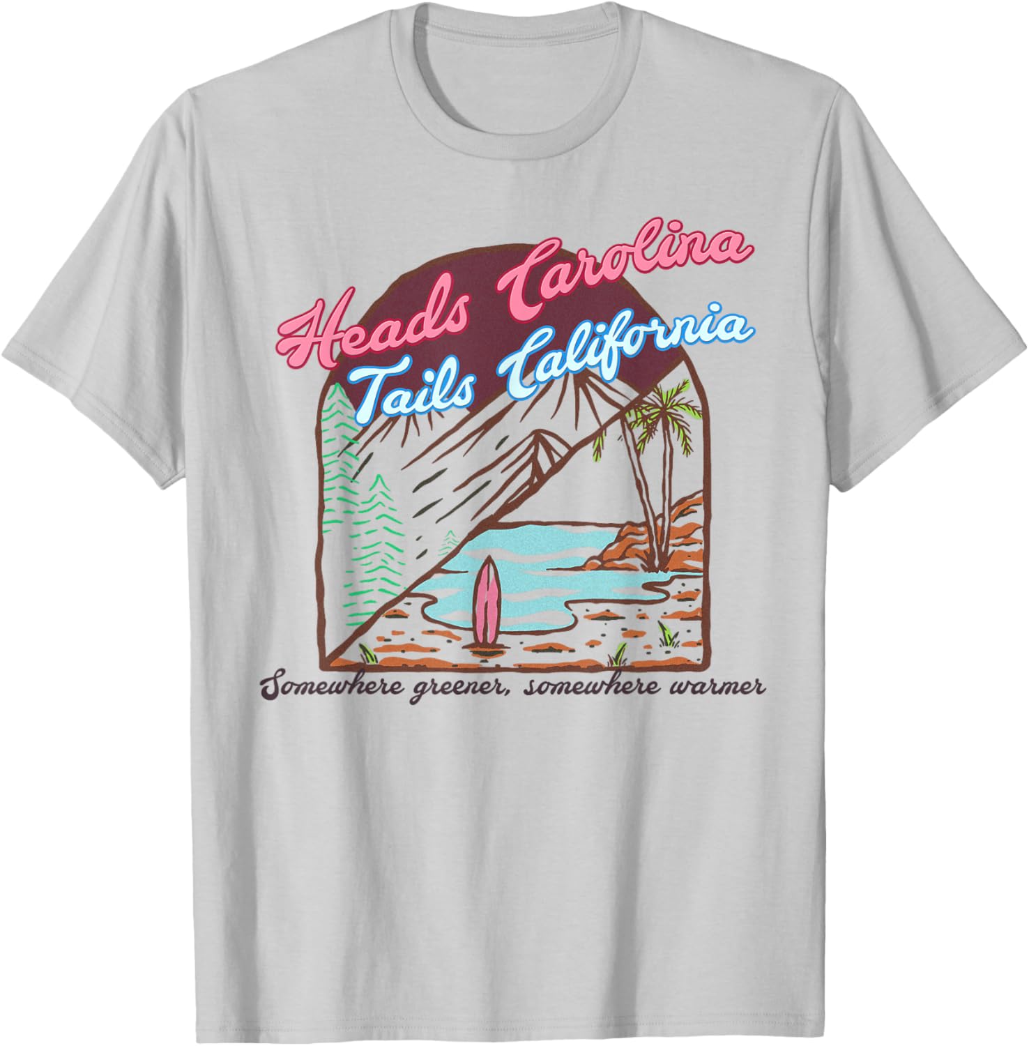 Heads Carolina Tails California Country Cowgirl Cowboy T-Shirt - T-Shirt | Ash
