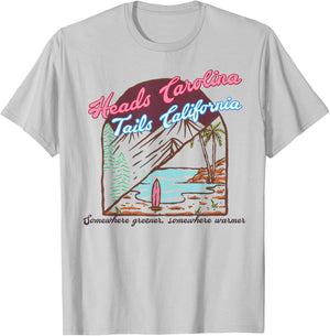 Heads Carolina Tails California Country Cowgirl Cowboy T-Shirt - T-Shirt | Ash