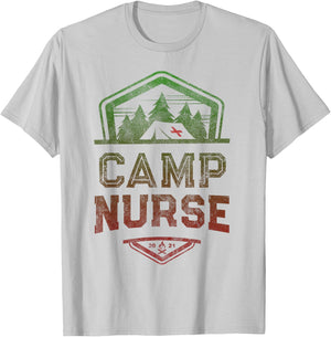 CAMP NURSE Medical Staff Summer Campground Team Vintage T-Shirt - T-Shirt | Ash