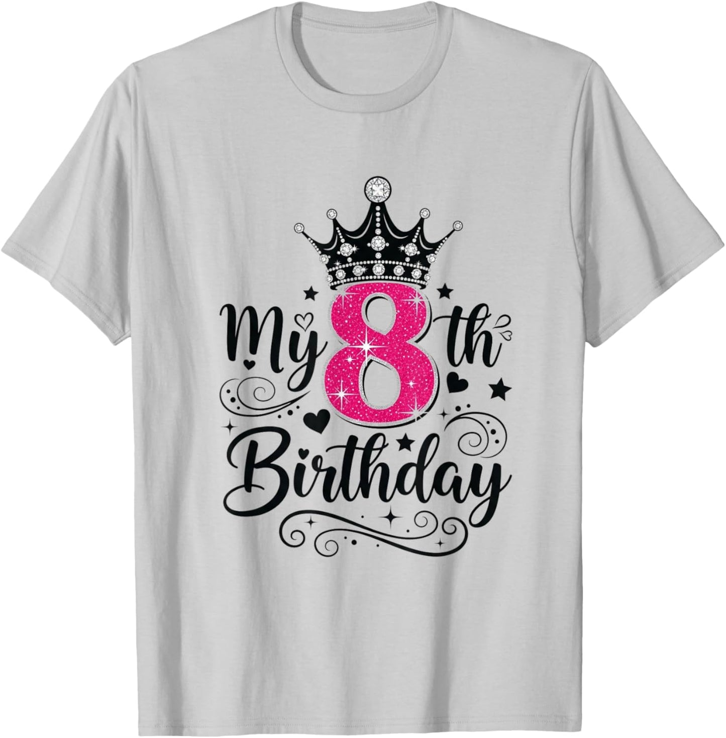 8 Year Old Girl Birthday T-Shirt - T-Shirt | Ash