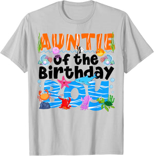 Auntie Under Sea Birthday Party Boy Ocean Sea Animals Themed T-Shirt - T-Shirt | Ash