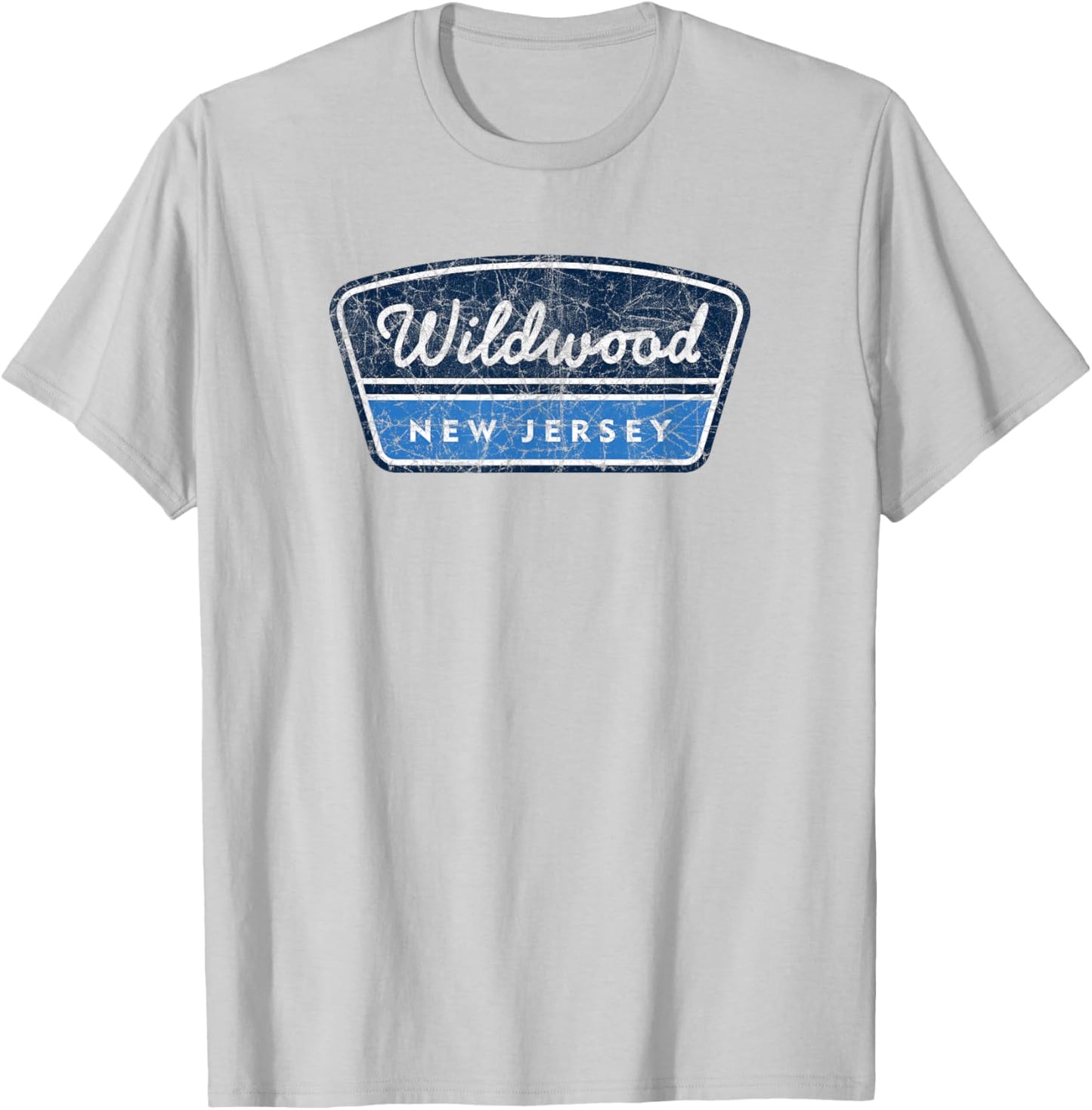 Wildwood New Jersey Souvenir Vacation Vintage Badge T-Shirt - T-Shirt | Ash
