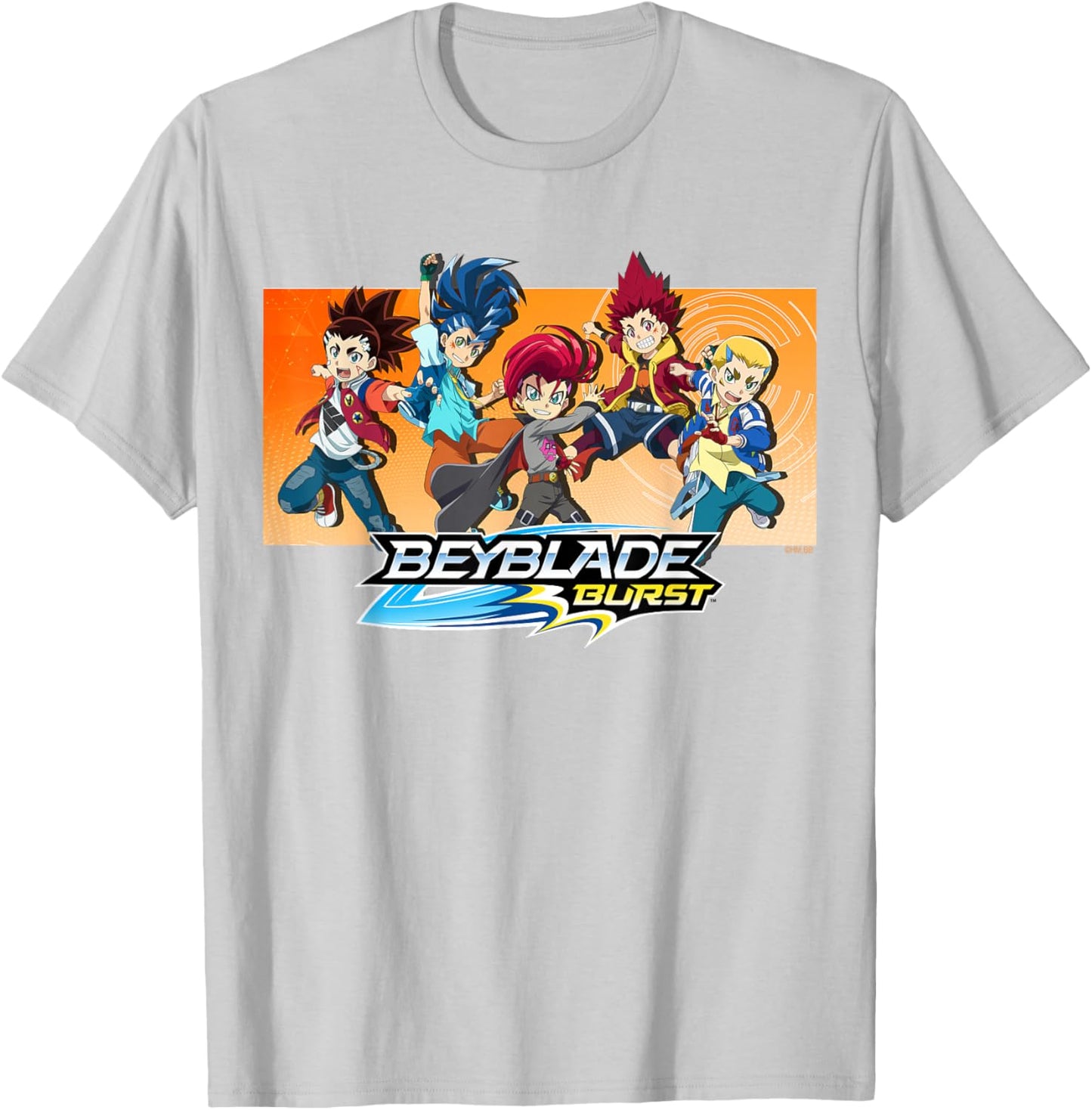Hasbro BEYBLADE BURST QUADSTRIKE: BEL HYUGA & HIKARU DANTE AIGER Women's White Cartoon Graphic , Small, Crew Collar, Short Sleeve, Classic Fit, Imported T-Shirt - T-Shirt | Ash