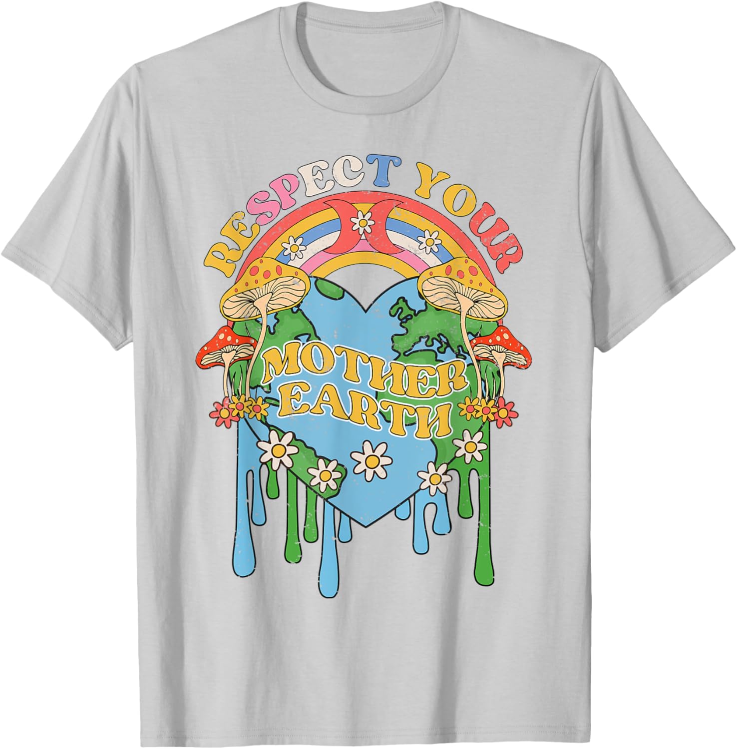 Respect Your Mother Earth Groovy Hippie Earth Day Gift Ideas T-Shirt - T-Shirt | Ash