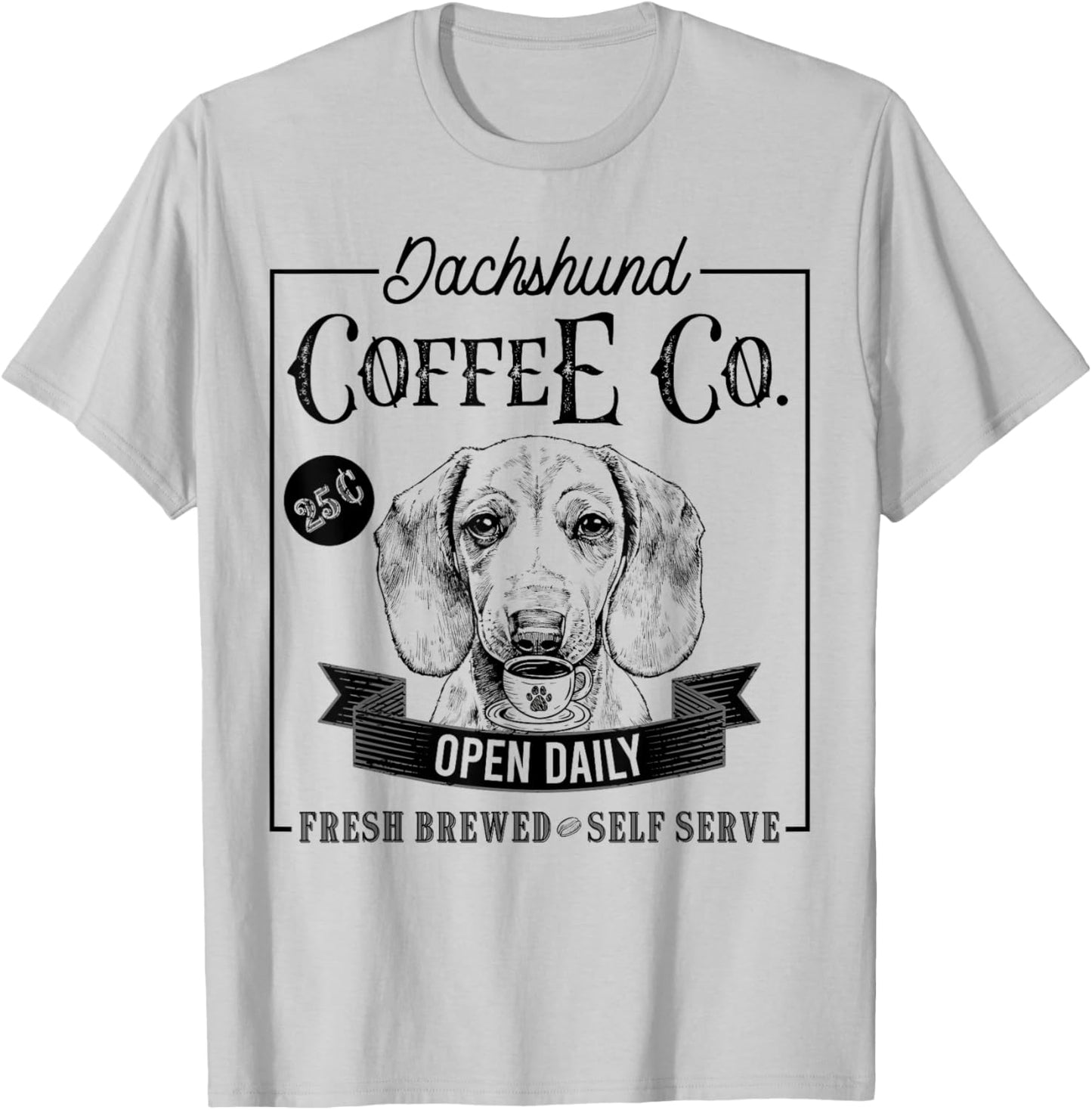 Retro Dachshund Coffee Funny Wiener Dog Mom Coffee Lover Women Kids T-Shirt - T-Shirt | Ash