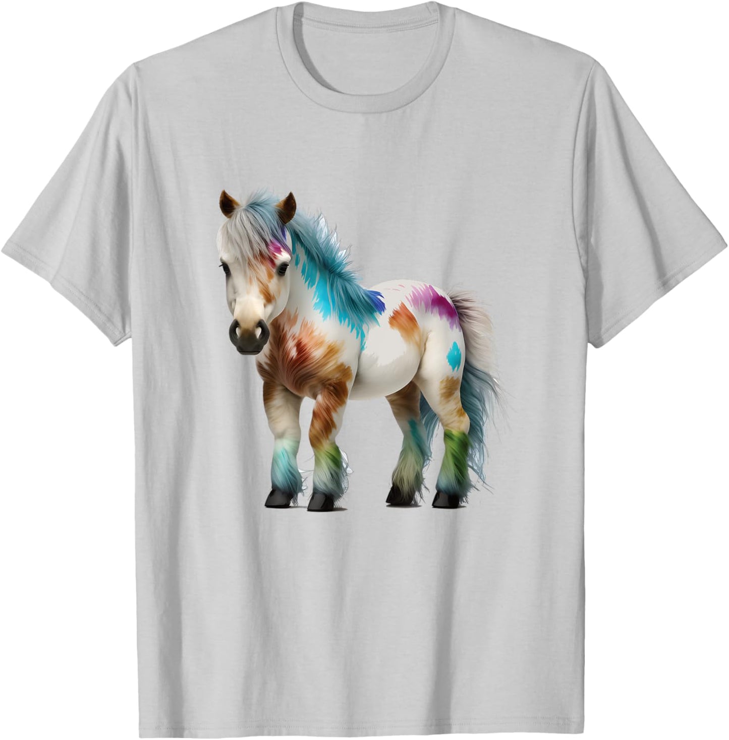 Funny Miniature Horses Gifts Mini Horse Pet Tiny Horse Lover Pony Tie Dye T-Shirt - T-Shirt | Ash