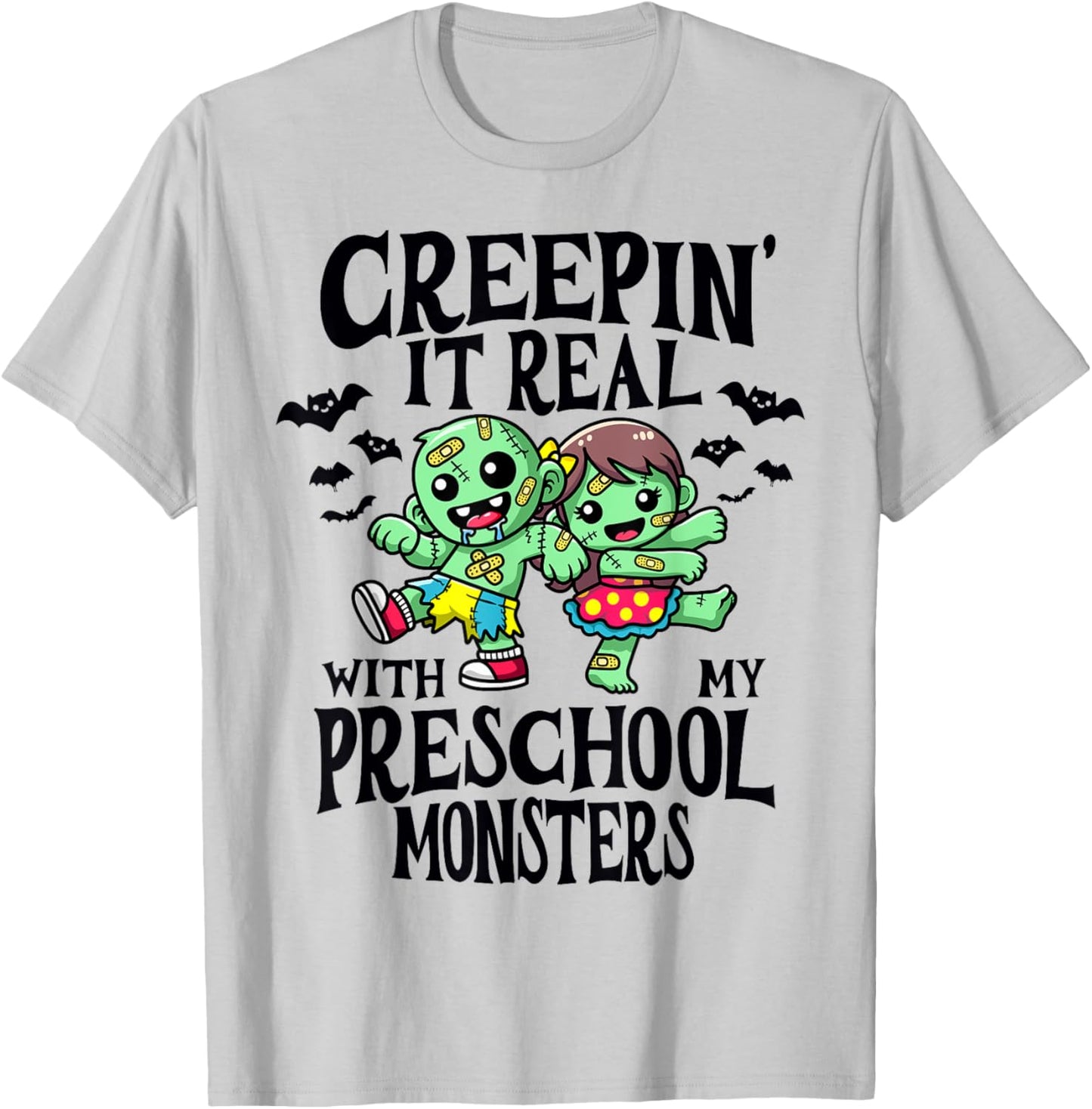 Creepin It Real Monster School Preschool Teacher Halloween T-Shirt - T-Shirt | Ash