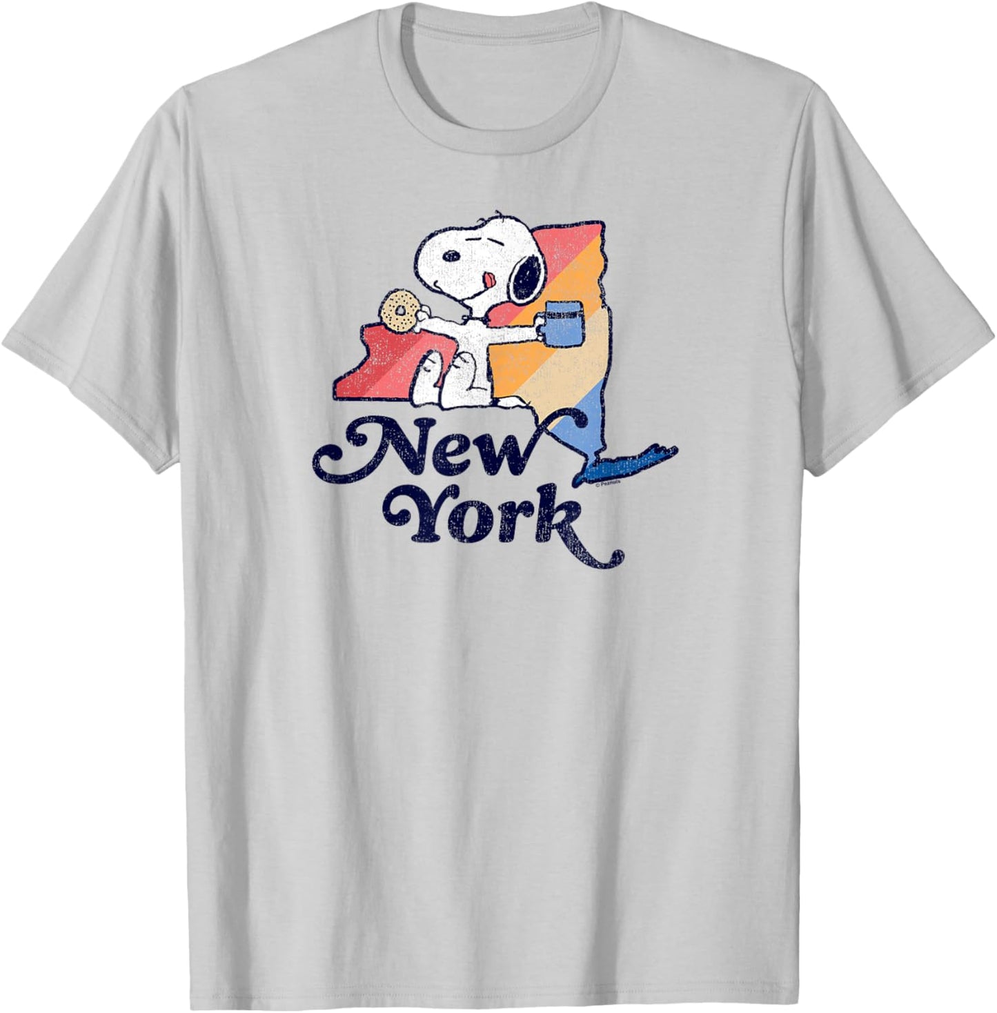 Peanuts - Snoopy New York Coffee and Bagel T-Shirt - T-Shirt | Ash