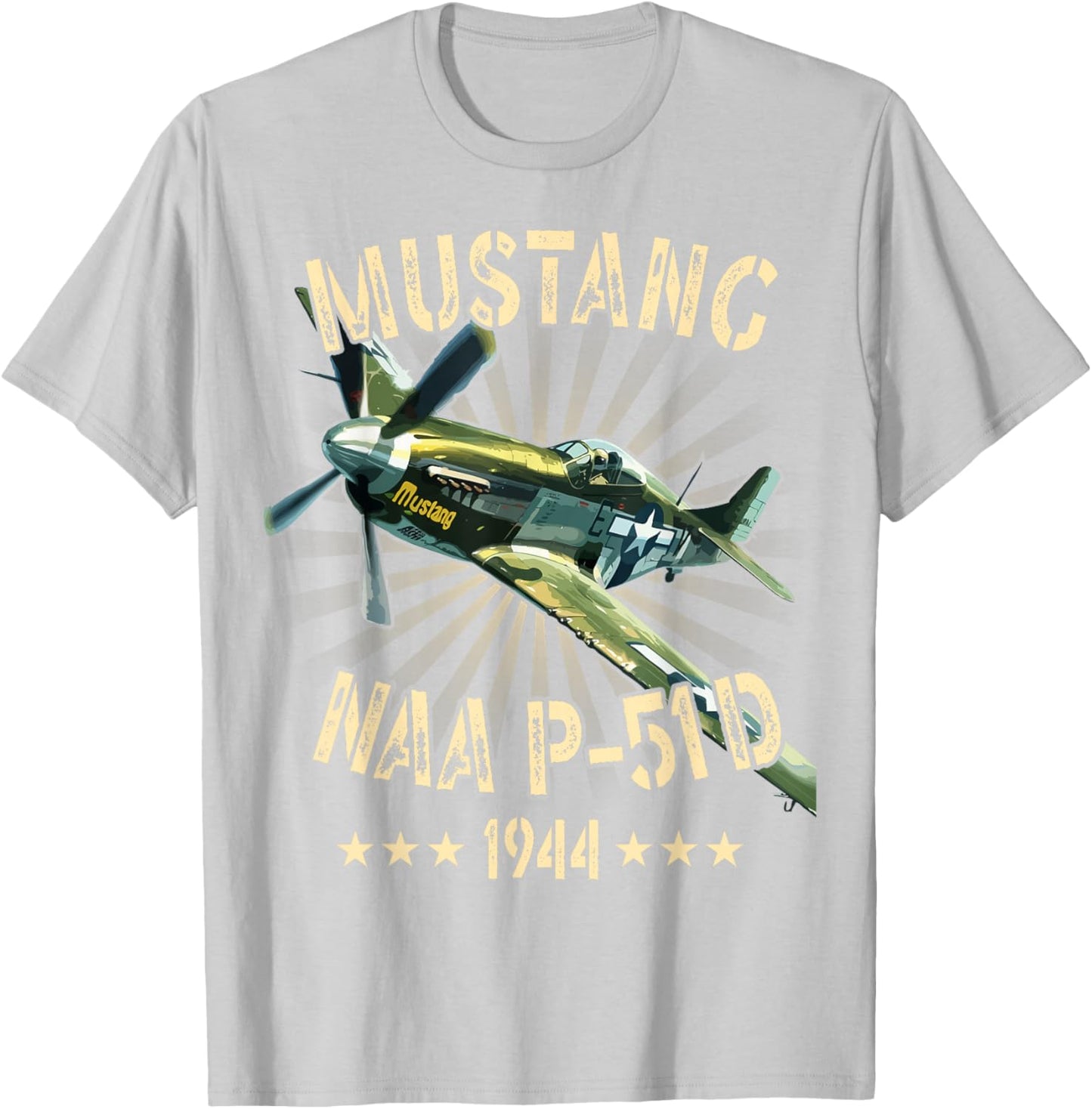 P-51D Mustang Vintage North American P-51D Fighter Warbirds T-Shirt - T-Shirt | Ash
