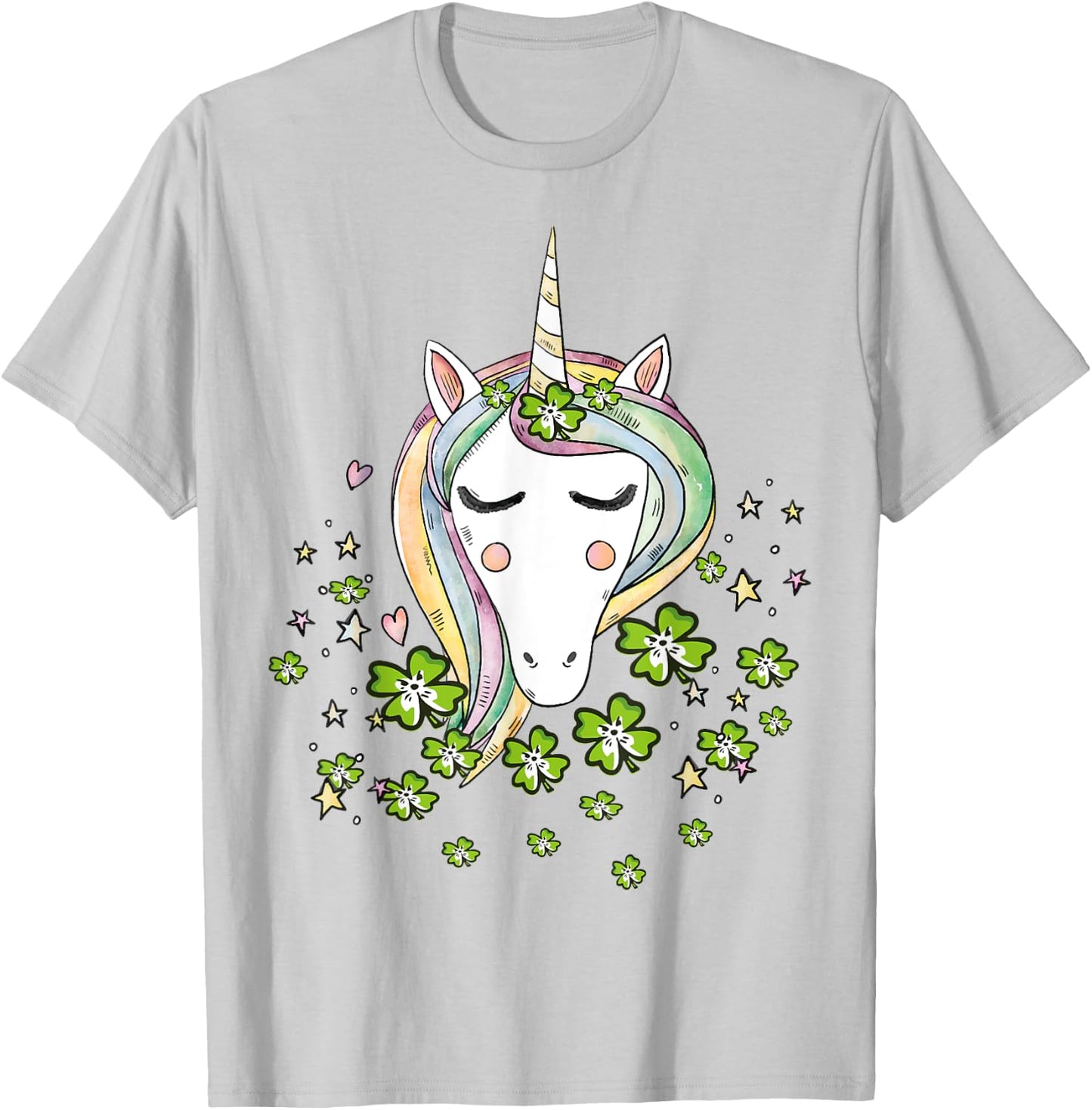 St Patricks Day Shamrock Unicorn Girls Irish Cool Green Kids T-Shirt - T-Shirt | Ash