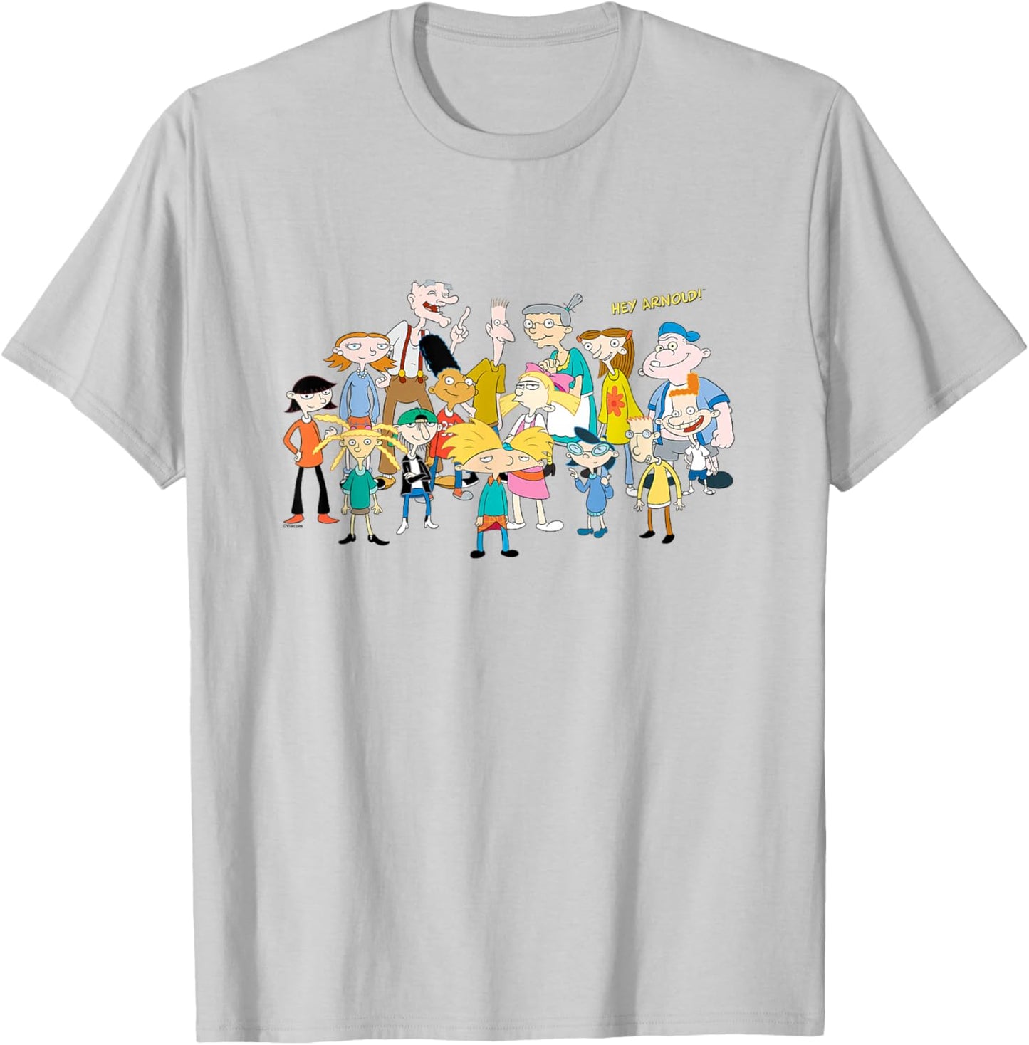 Hey Arnold! Iconic Characters Group Shot Big Chest Logo T-Shirt - T-Shirt | Ash