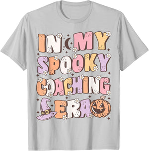 In My Spooky Coaching Era Cute Groovy Halloween School Coach T-Shirt - T-Shirt | Ash