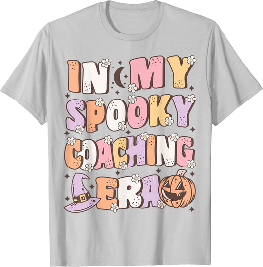 In My Spooky Coaching Era Cute Groovy Halloween School Coach T-Shirt - T-Shirt | Ash