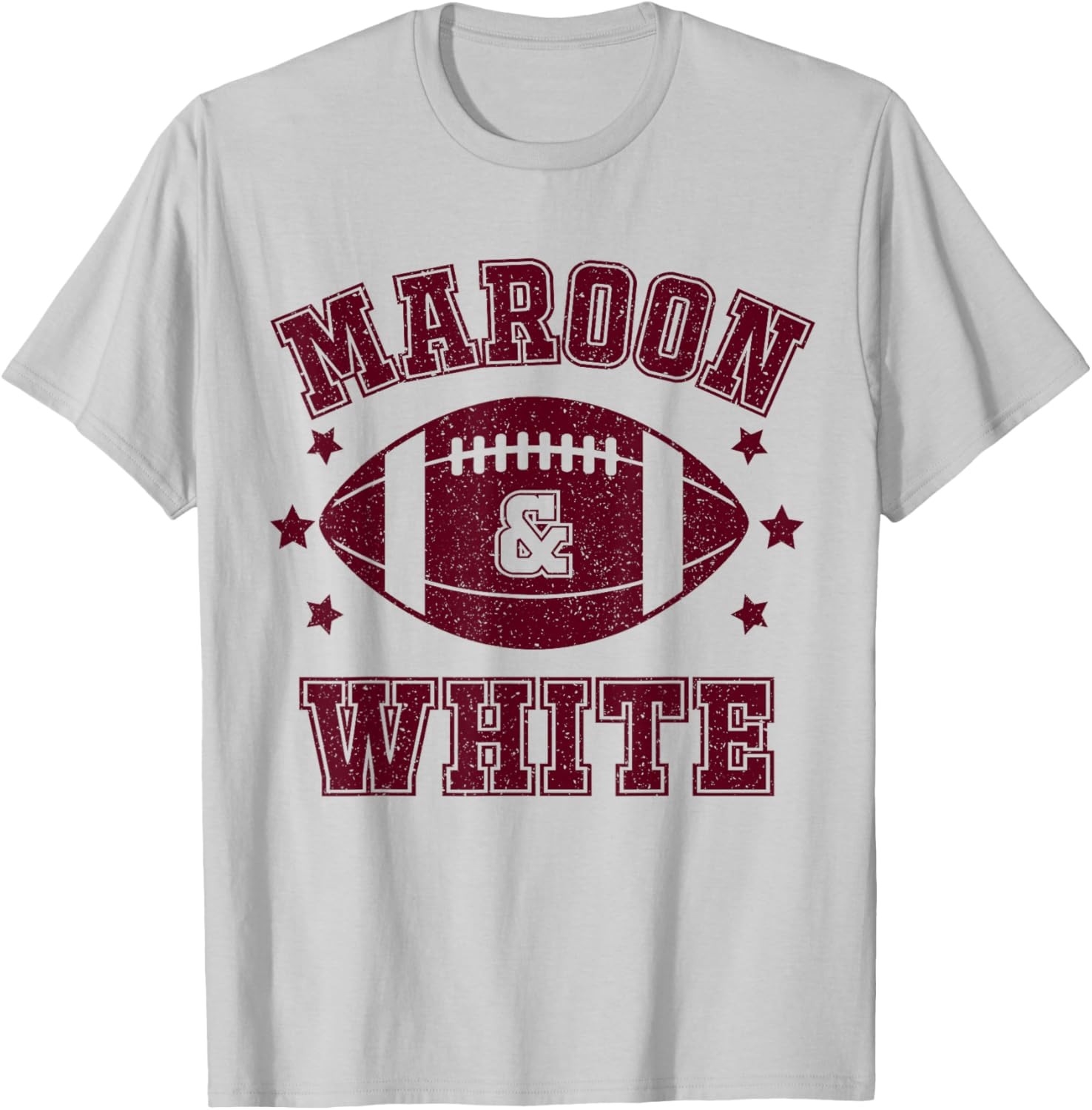 On Gameday Football We Wear Maroon and White School Spirit T-Shirt - T-Shirt | Ash