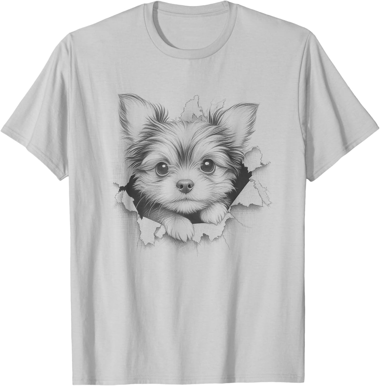 Cute Chorkie Peeking Dog Design Women Kids T-Shirt - T-Shirt | Ash