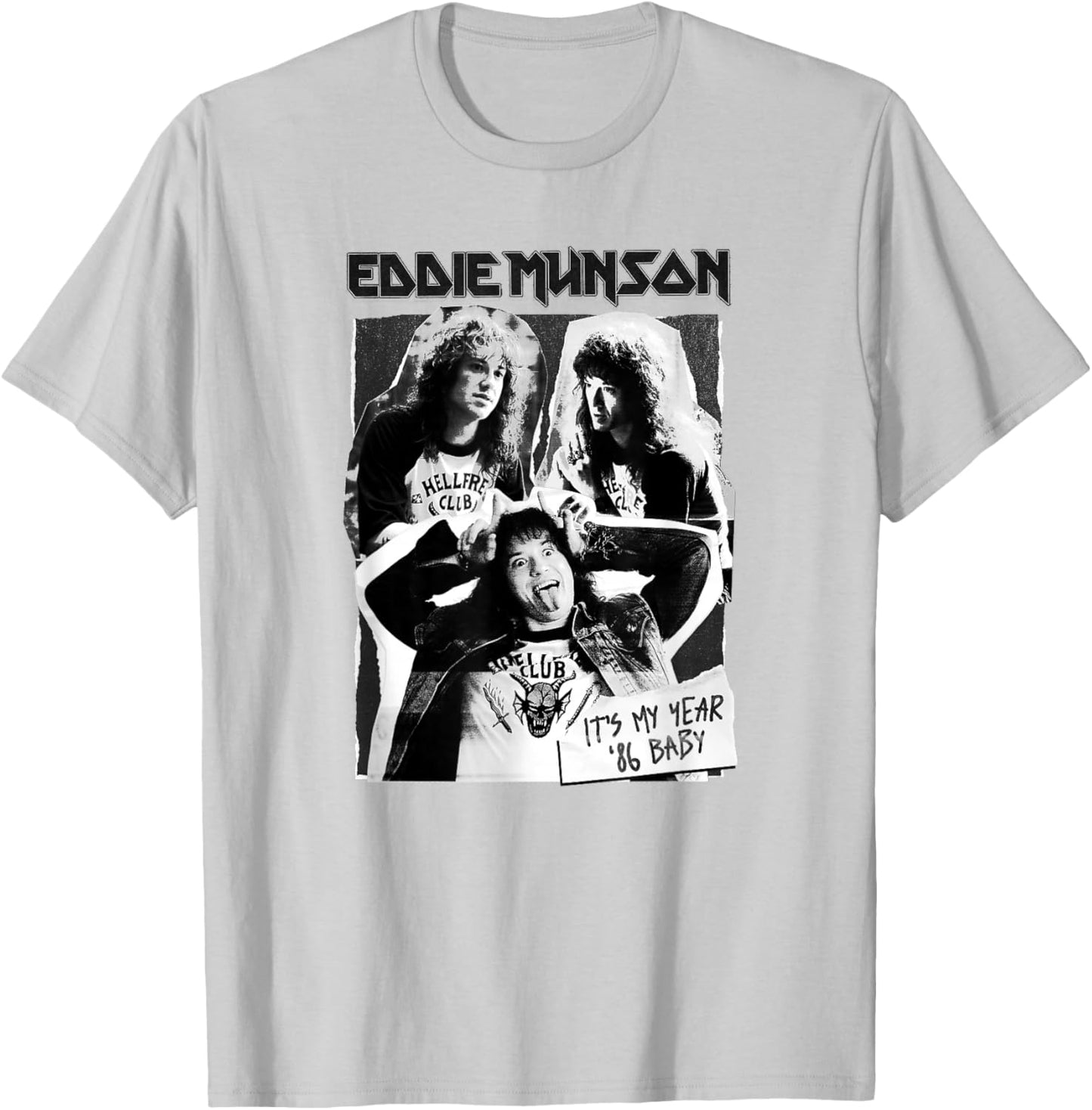 Stranger Things Hellfire Club Eddie Munson Cutouts T-Shirt - T-Shirt | Ash