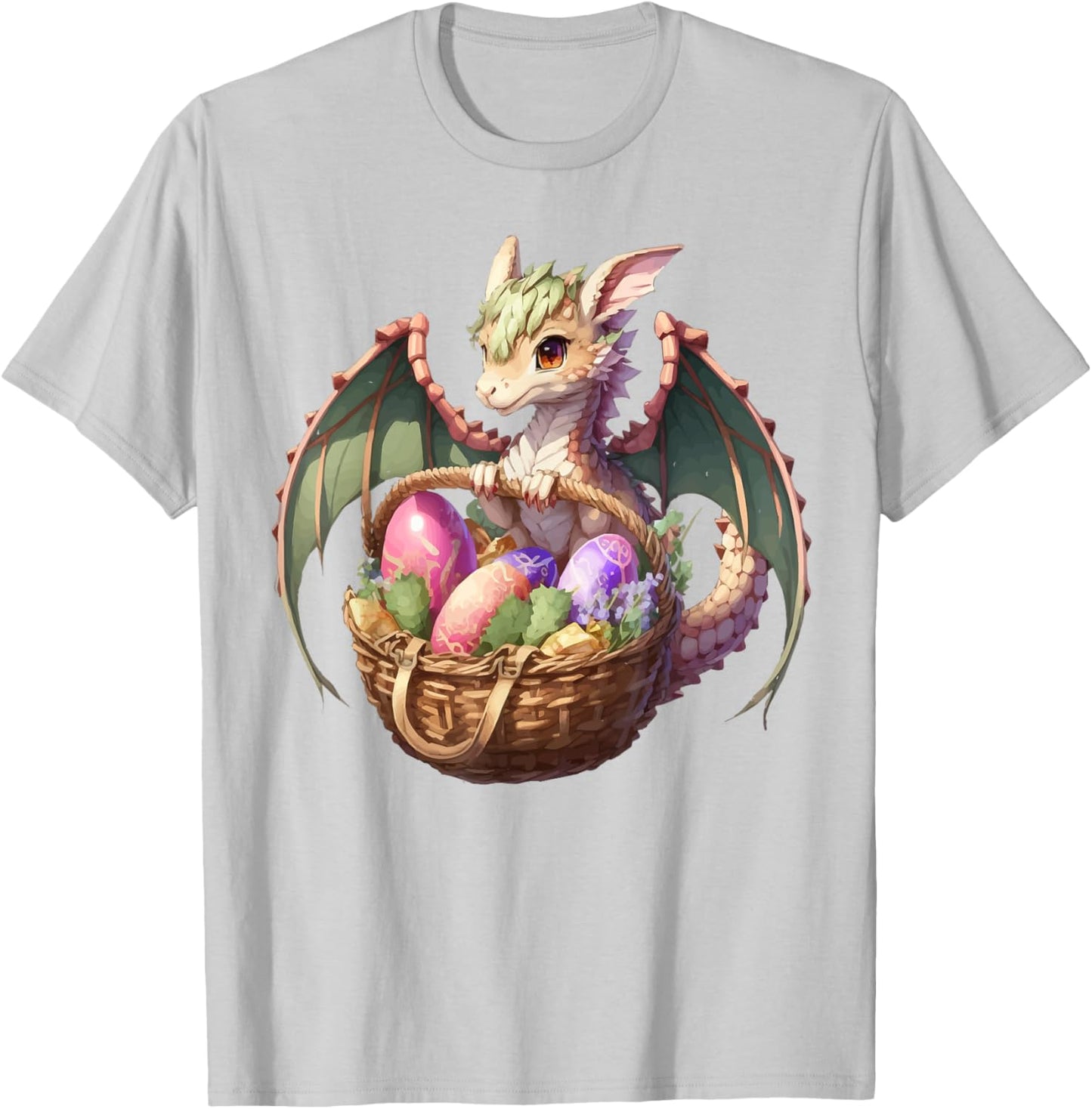 Dragon Girl Lover Easter Eggs Basket Kids Cute Girls Theme T-Shirt - T-Shirt | Ash