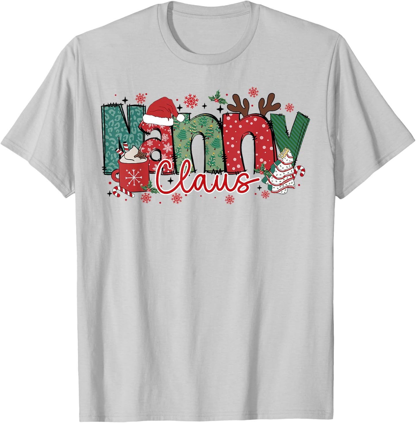 Nanny Claus Christmas Pajama Santa Claus Family Matching T-Shirt - T-Shirt | Ash