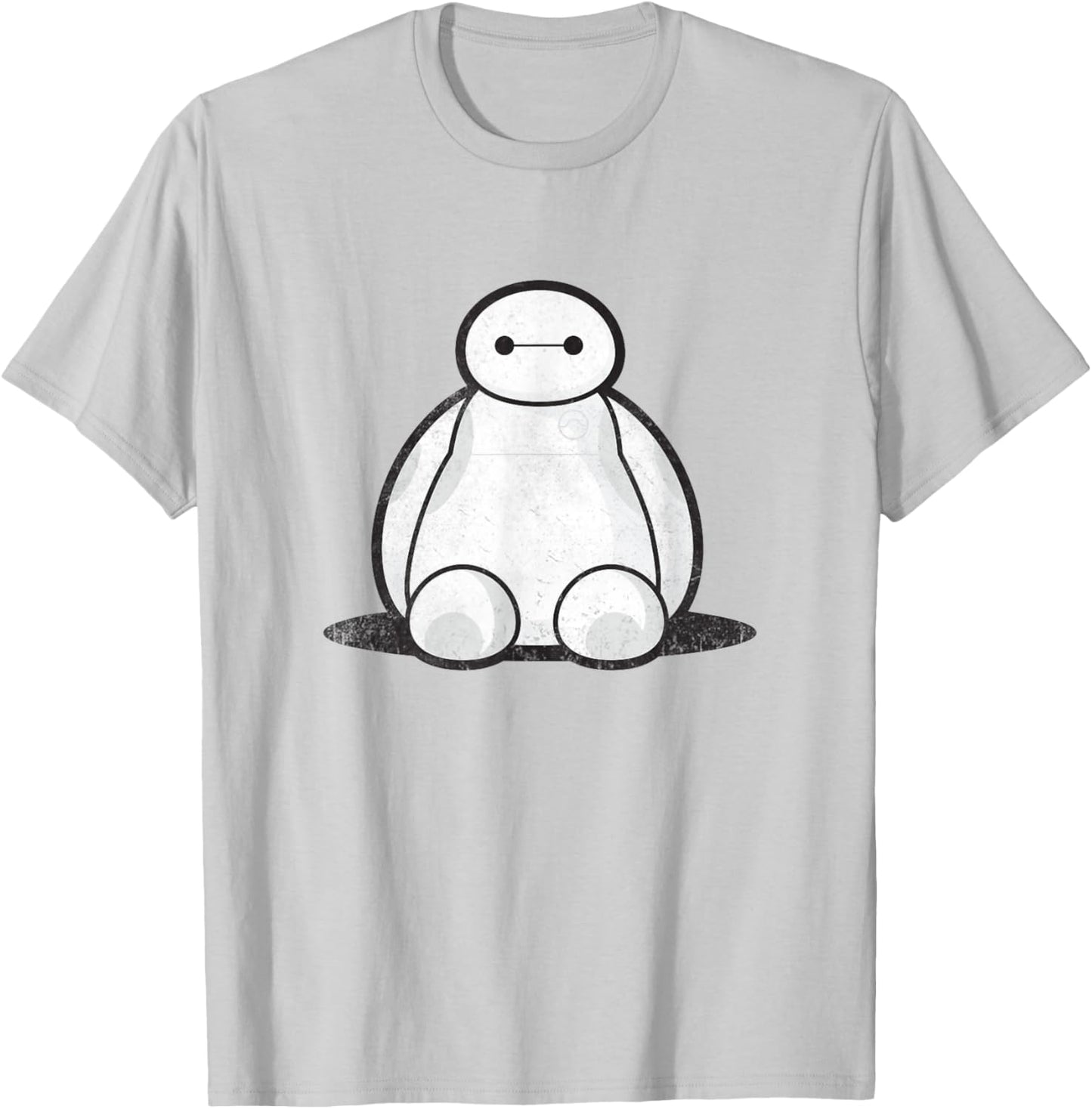 Disney Big Hero 6 Cute Baymax Sitting Distressed Shot T-Shirt - T-Shirt | Ash