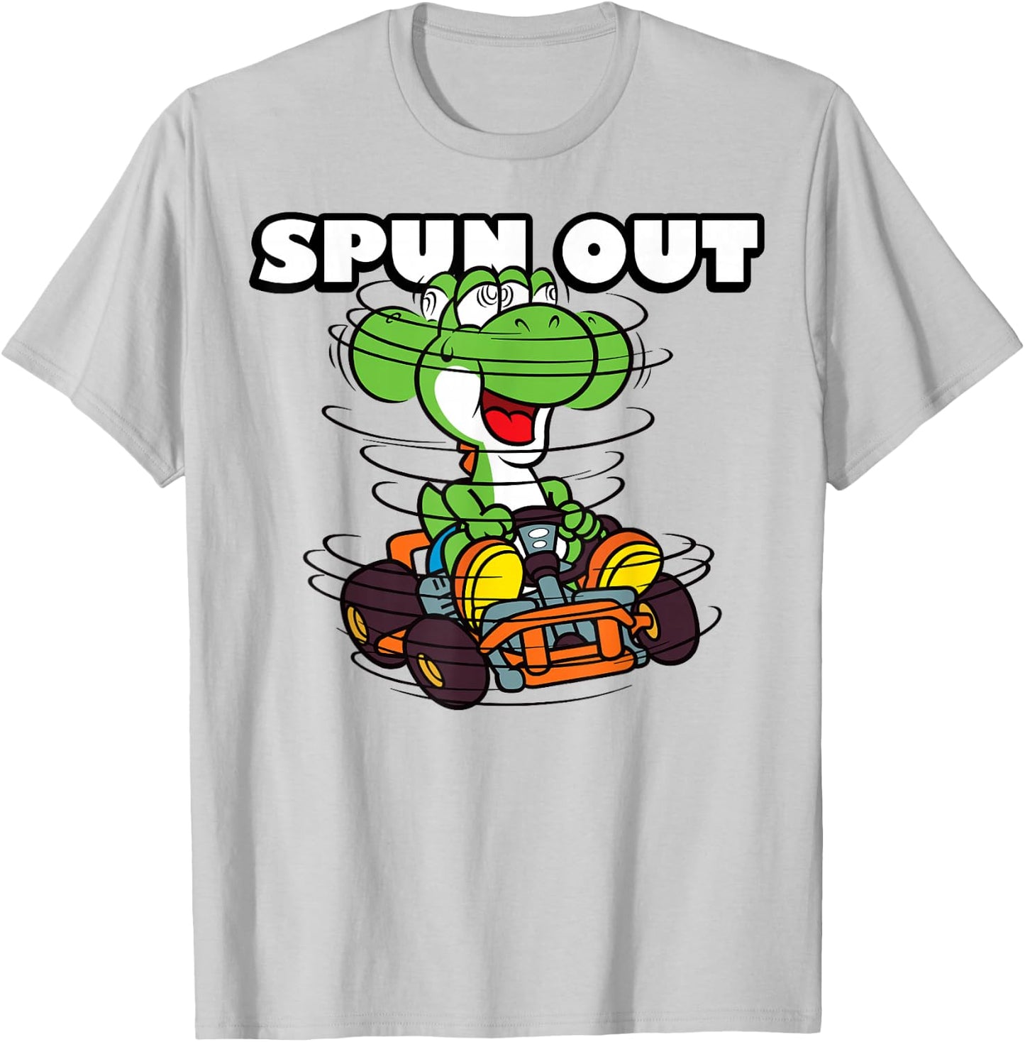 Mario Kart Yoshi Spun Out T-Shirt - T-Shirt | Ash