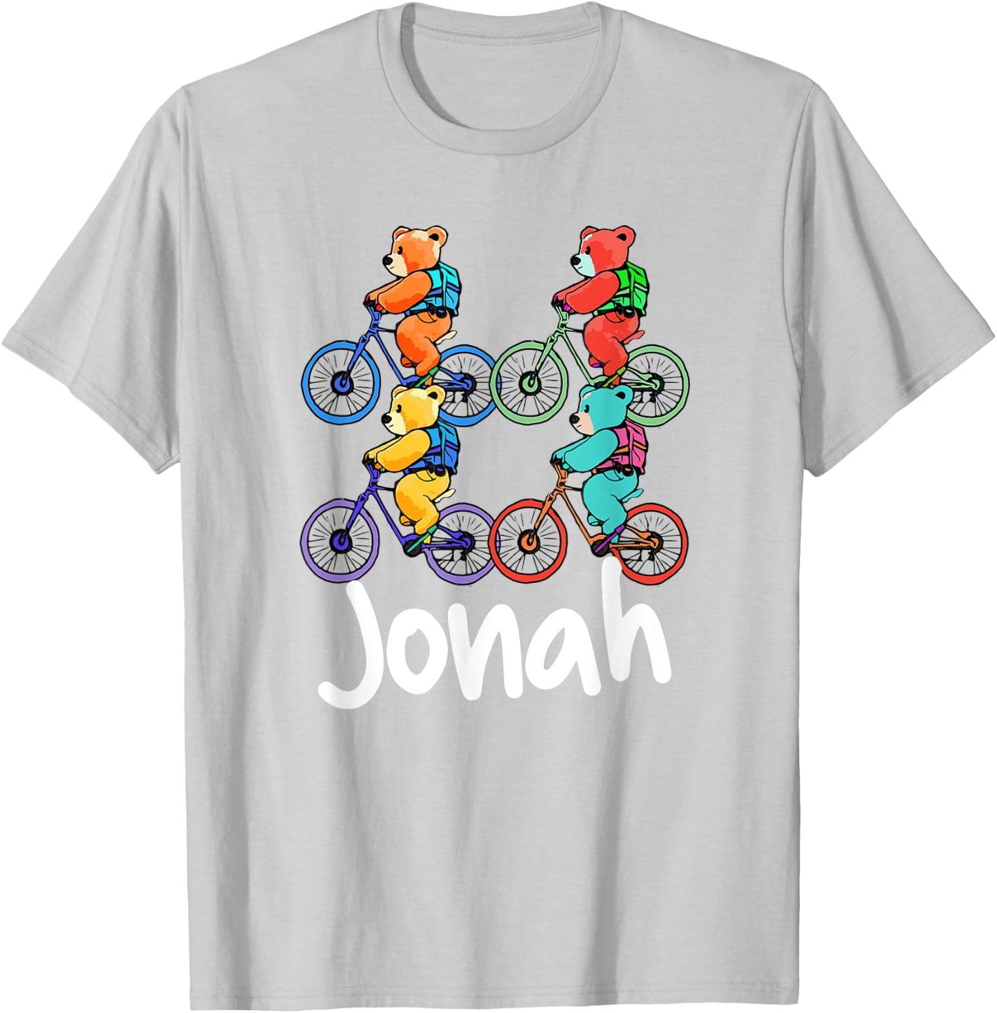 Jonah Cute Teddy Bears And Bikes Bicycle Design T-Shirt - T-Shirt | Ash