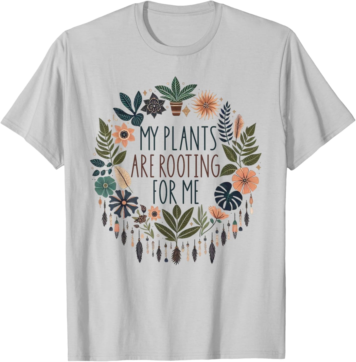 Retro Vintage My Plants Are Rooting For Me Plant Lover Funny T-Shirt - T-Shirt | Ash