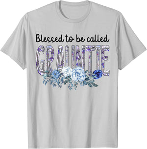 Blessed To Be Called GRAUNTIE Gift Cute Flowers Gifts T-Shirt - T-Shirt | Ash